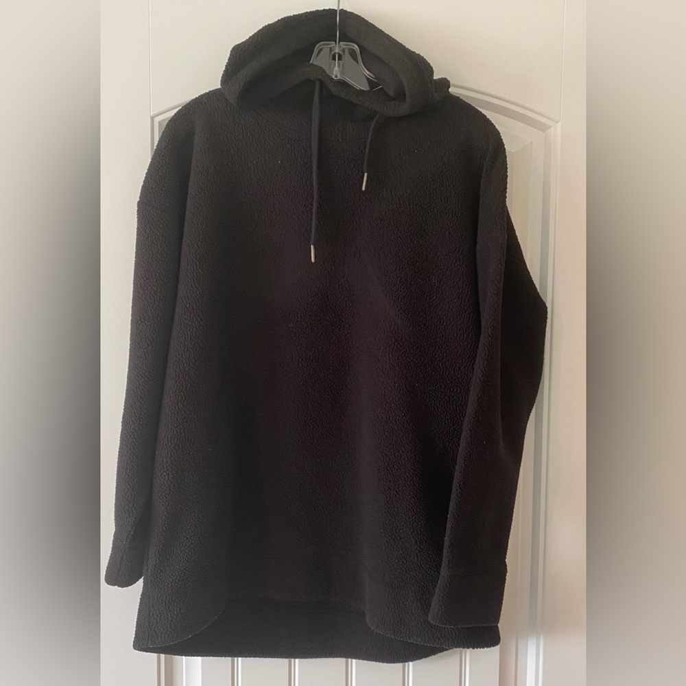 32 Degrees Black Sherpa Hoodie Hi-lo Hem sz L